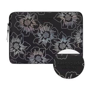 NWT Kate Spade Black & White Floral Laptop Sleeve